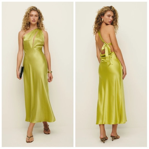 NWT Reformation Dasha Silk Dress in Algea Bloom 100% Silk 10 - Picture 1 of 10